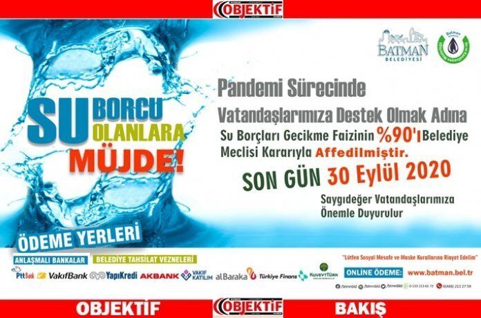 Su borcu faizine yüzde 90 af