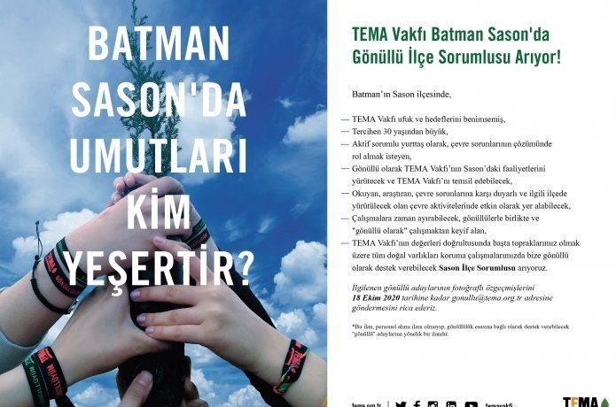 TEMA Vakfı Batman Sason’da gönüllü ilçe sorumlusu arıyor!